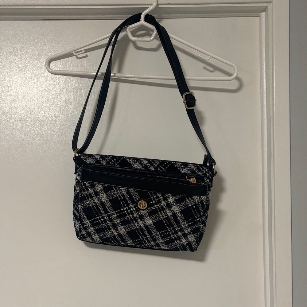 Giani Bernini Plaid Black and White Crossbody Bag